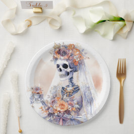 Assiettes En Carton Plaques de papier de squelette d'Halloween