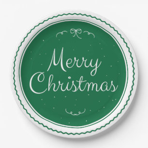Assiettes En Carton Plaques de papier de timbre vert Joyeux Noël