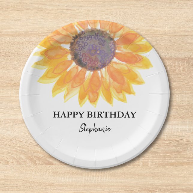 Assiettes En Carton Plaques de papier de tournesol personnalisées et j (Créateur téléchargé)