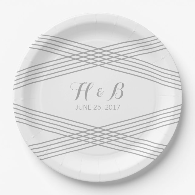 Assiettes En Carton Plaques de papier Déco moderne gris (Devant)