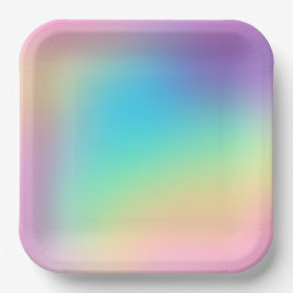 Assiettes En Carton Plaques de papier dégradé Pastel Rainbow Prismatic
