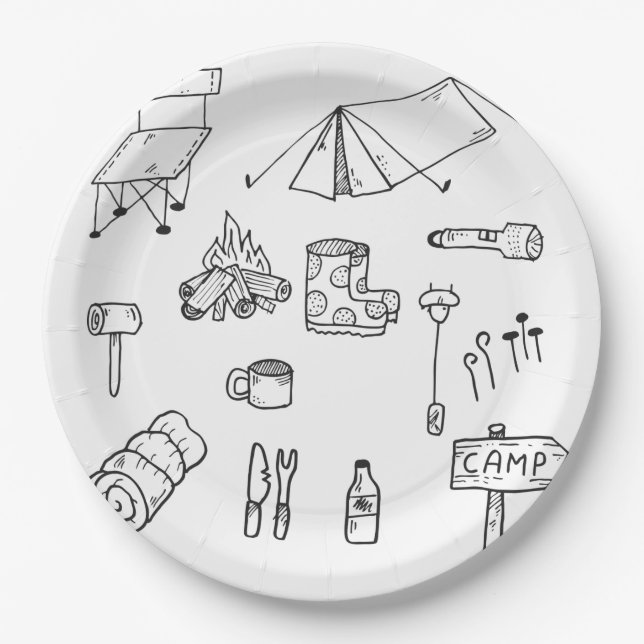 Assiettes En Carton Plaques de papier d'essai de camping brillant (Devant)