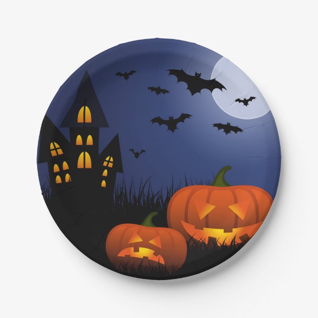 Assiettes En Carton Plaques de papier d'Halloween (Devant)