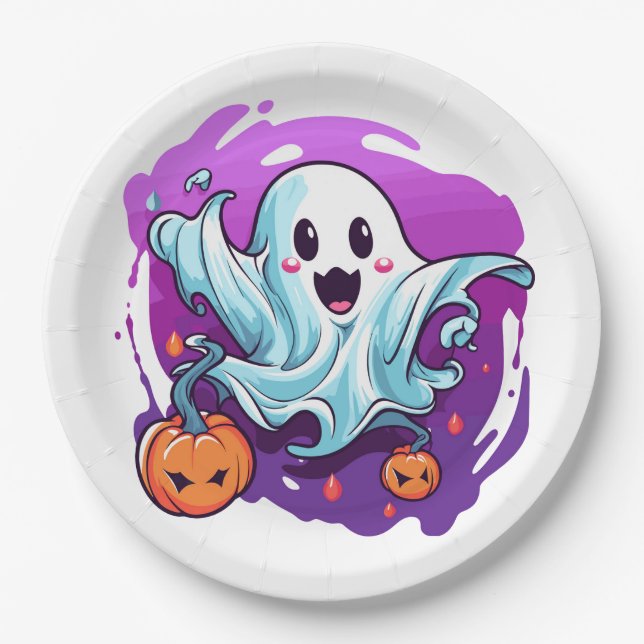 Assiettes En Carton Plaques de papier d'Halloween (Devant)