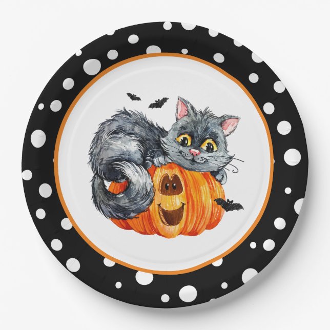 Assiettes En Carton Plaques de papier d'Halloween (Devant)