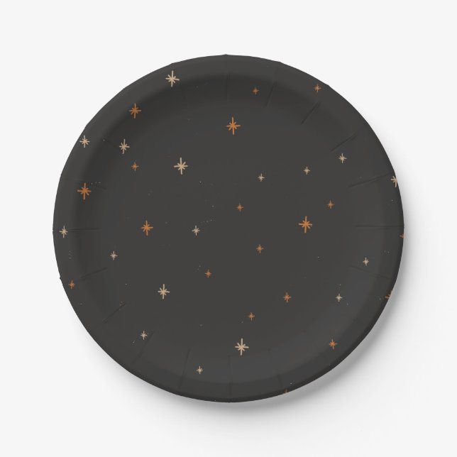 Assiettes En Carton Plaques de papier d'Halloween noir simples (Devant)