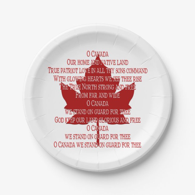 Assiettes En Carton Plaques de papier d'hymne du Canada (Devant)
