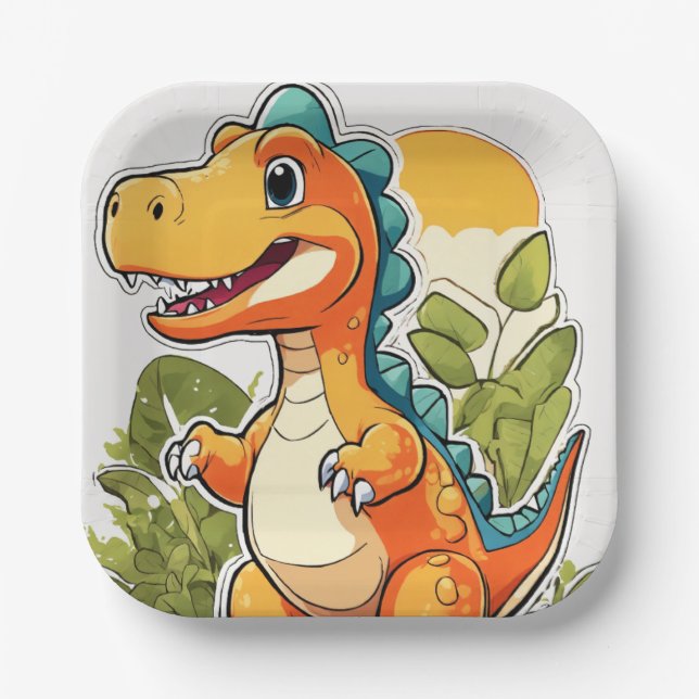 Assiettes En Carton Plaques de papier Dino Delight (Recto)