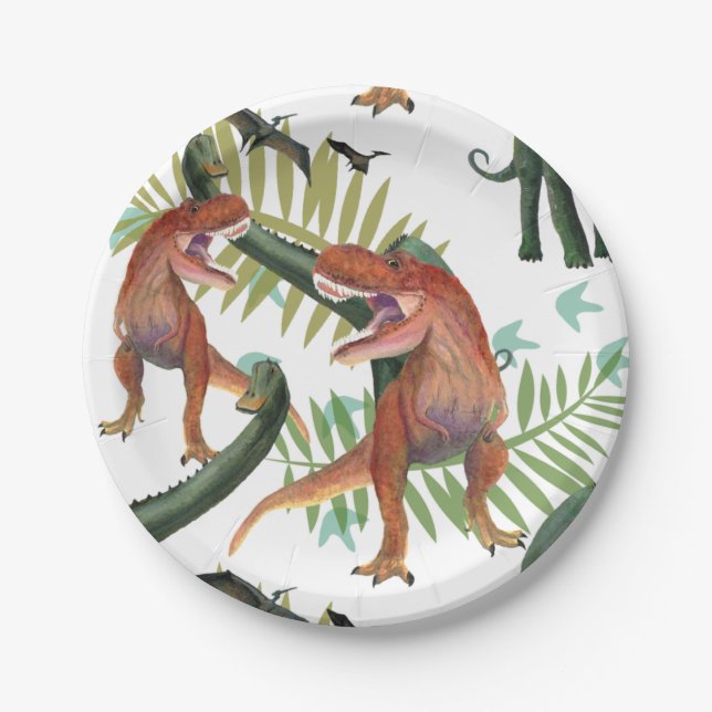 Assiettes En Carton Plaques de papier dinosaures (Devant)
