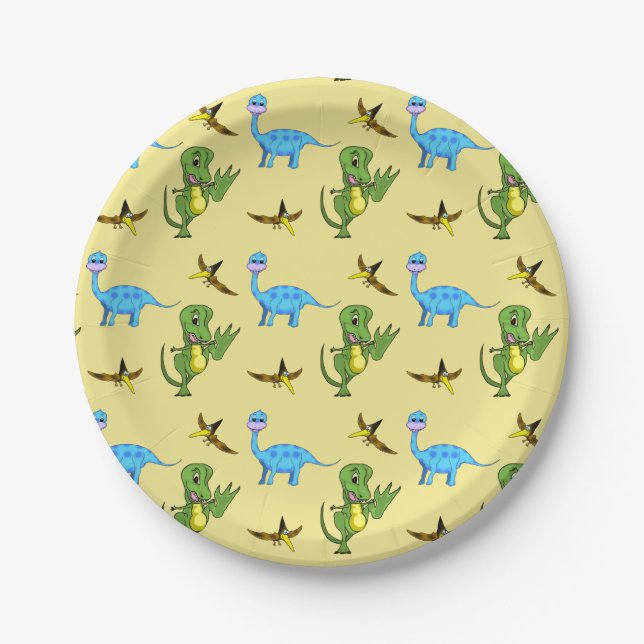 Assiettes En Carton Plaques de papier dinosaures (Devant)