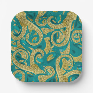 Assiettes En Carton Plaques de papier d'octopus