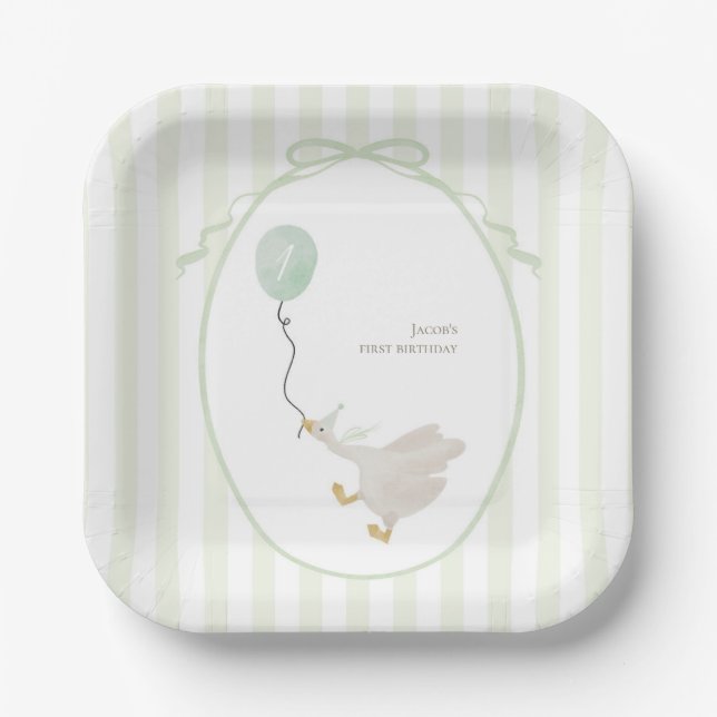 Assiettes En Carton Plaques de papier d'oie soie vert Sage (Recto)