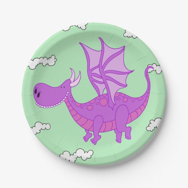 Assiettes En Carton Plaques de papier dragon rose mignonne (Devant)