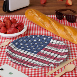 Assiettes En Carton Plaques de papier Drapeau américain tissées
