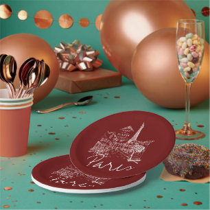 Assiettes En Carton Plaques de papier du café parisien
