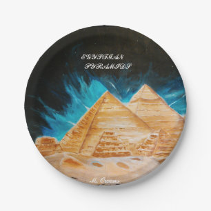 Assiettes En Carton Plaques de papier égyptiennes à la pyramide