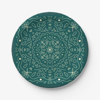 Assiettes En Carton Plaques de papier Emerald Mandala