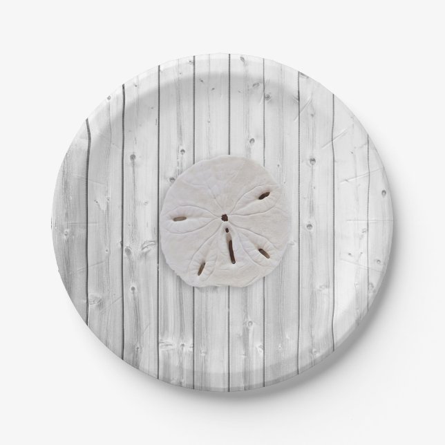 Assiettes En Carton Plaques de papier en dollar de sable de plage (Devant)