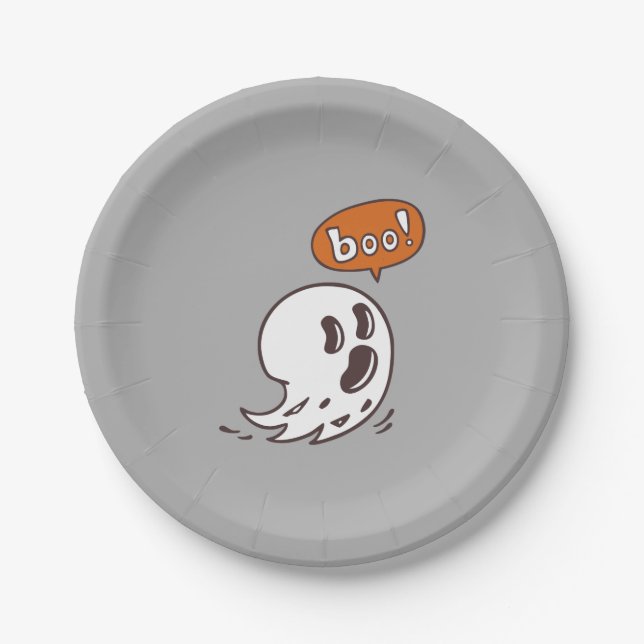 Assiettes En Carton Plaques de papier fantôme d'Halloween (Devant)