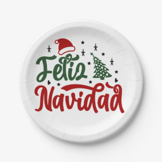 Assiettes En Carton Plaques de papier Feliz Navidad