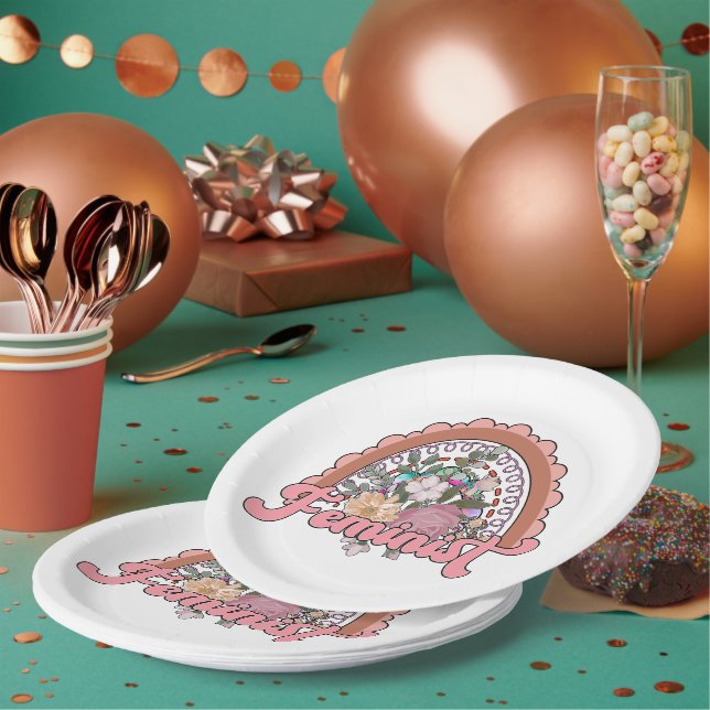 Assiettes En Carton Plaques de papier féministe (Multi)
