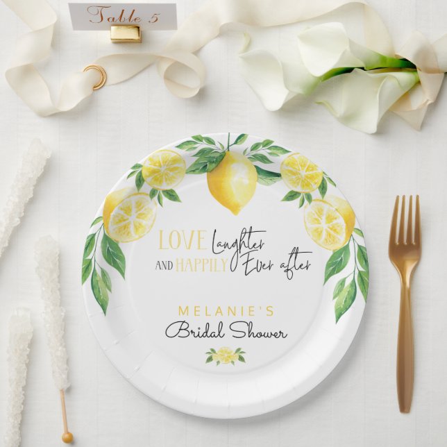 Assiettes En Carton Plaques de papier Fête des mariées citron (Mariage)