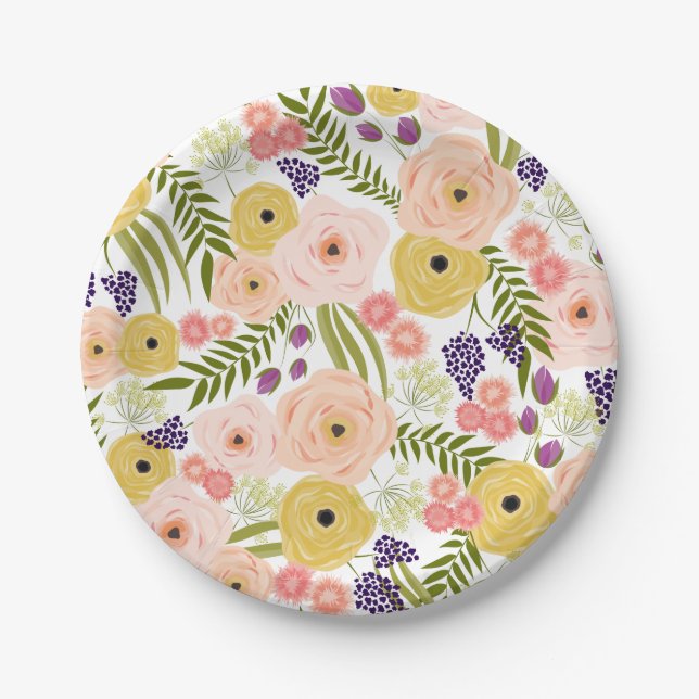 Assiettes En Carton Plaques de papier fleur sauvage (Devant)