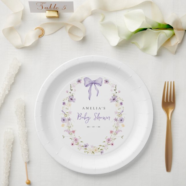 Assiettes En Carton Plaques de papier Fleur sauvage de Baby shower de  (Mariage)