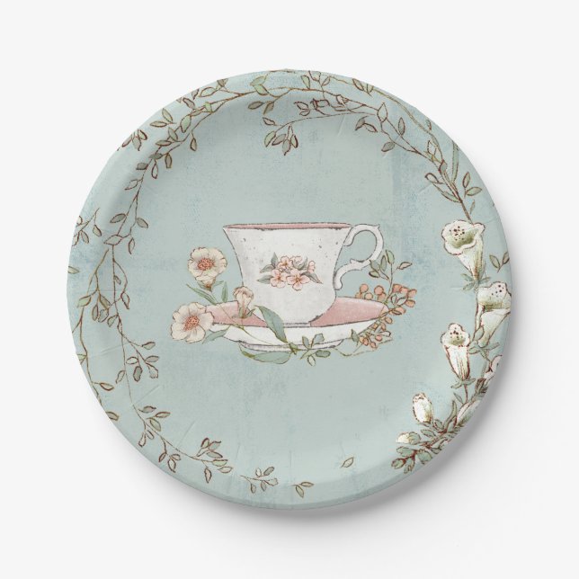 Assiettes En Carton Plaques de papier fleur sauvage Tea Party (Devant)