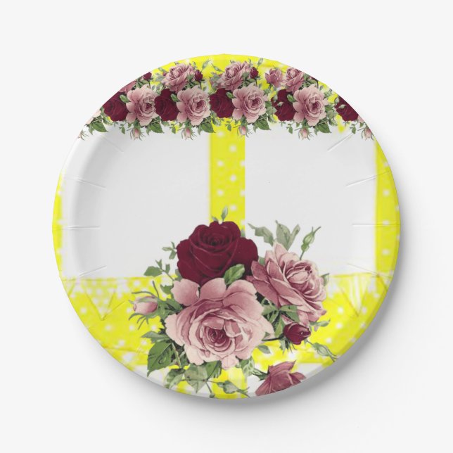 Assiettes En Carton Plaques de papier Floral (Devant)