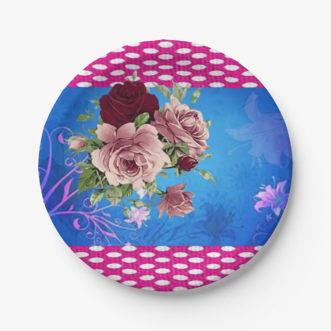 Assiettes En Carton Plaques de papier Floral (Devant)