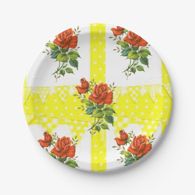 Assiettes En Carton Plaques de papier Floral (Devant)