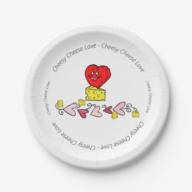 Assiettes En Carton Plaques de papier Fromage Aimer Coeurs rouges (Devant)