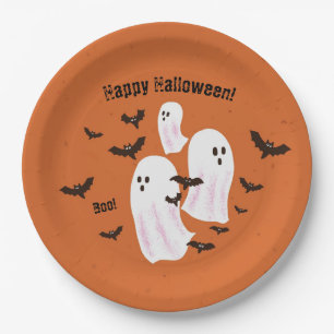 Assiettes En Carton Plaques de papier Halloween Ghost éffrayant