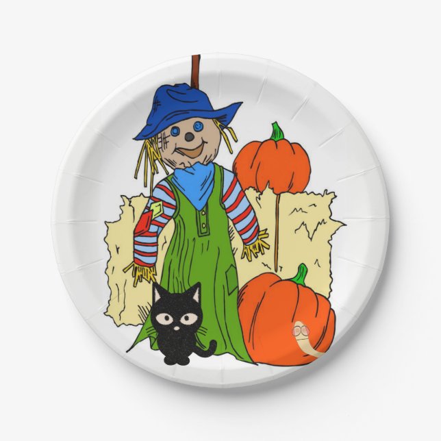 Assiettes En Carton Plaques de papier Halloween, Scarecrow (Devant)
