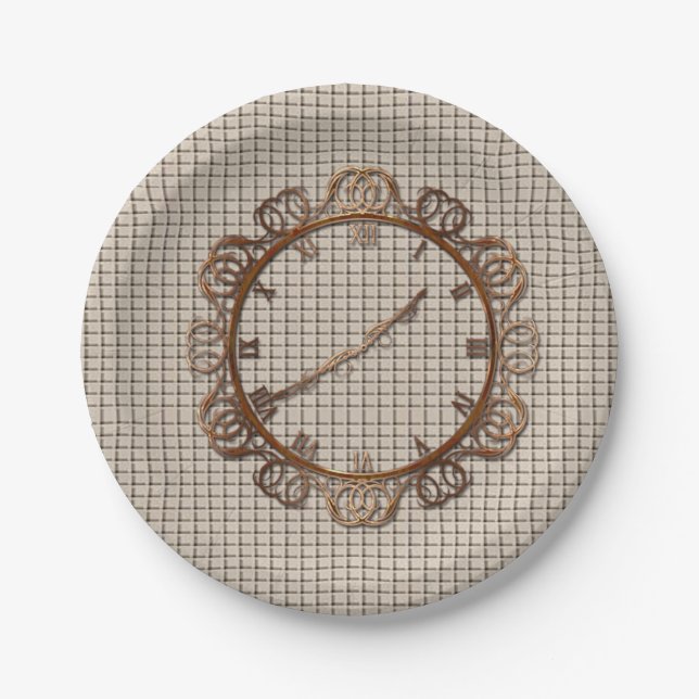 Assiettes En Carton Plaques de papier Horloge (Devant)