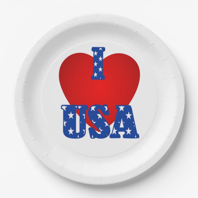 Assiettes En Carton Plaques de papier/I Heart USA (Devant)