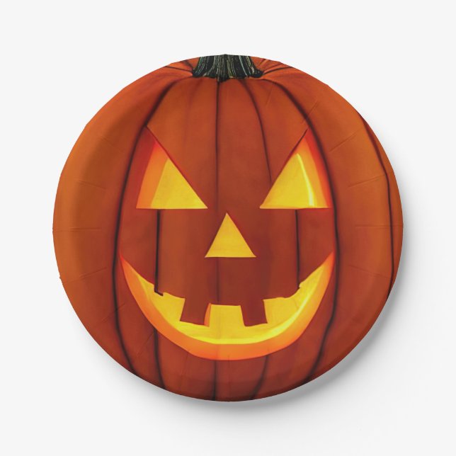 Assiettes En Carton Plaques de papier Jack-O-Lantern (Devant)
