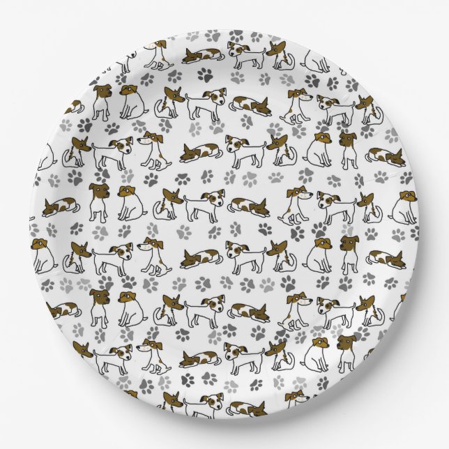 Assiettes En Carton Plaques de papier Jack Russell (Devant)
