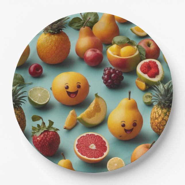 Assiettes En Carton Plaques de papier jetables Fiesta de fruits (Devant)