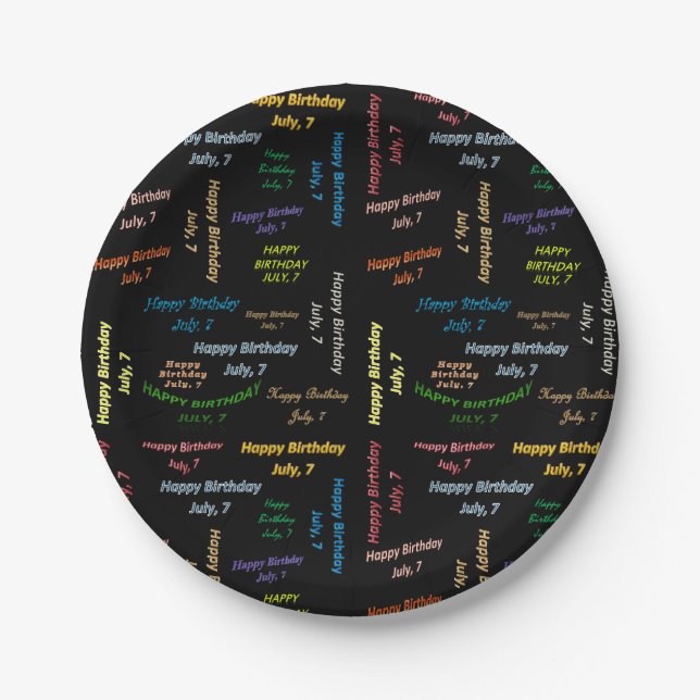 Assiettes En Carton Plaques de papier Juillet, 7 Anniversaire (Devant)