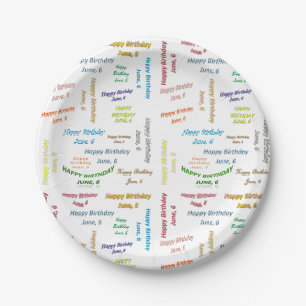 Assiettes En Carton Plaques de papier Juin, 6 Anniversaire