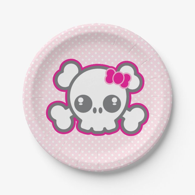 Assiettes En Carton Plaques de papier Kawaii Pink Ribbon (Devant)