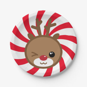Assiettes En Carton Plaques de papier Kawaii Reindeer