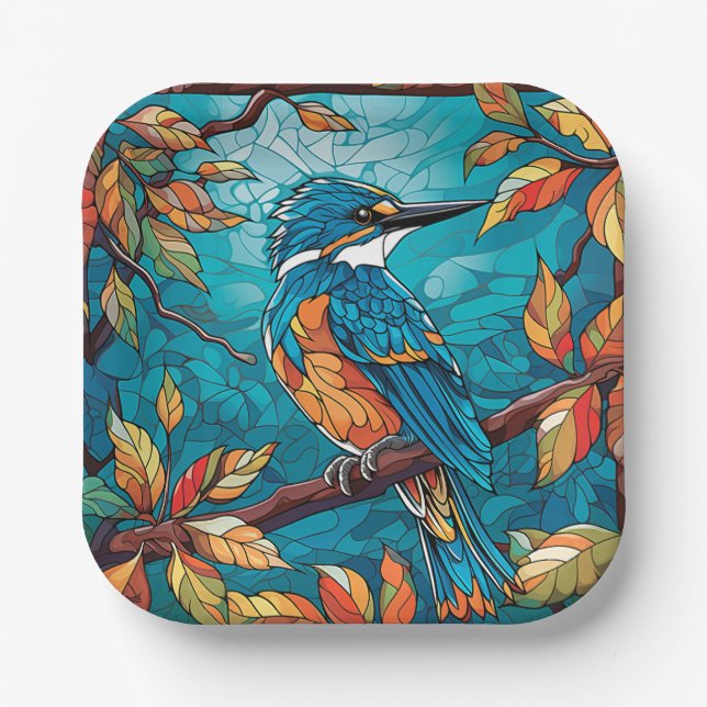 Assiettes En Carton Plaques de papier Kingfisher Automne (Recto)