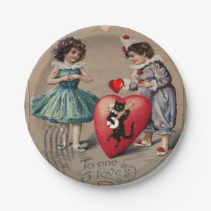 Assiettes En Carton Plaques de papier La Saint-Valentin, Vintage