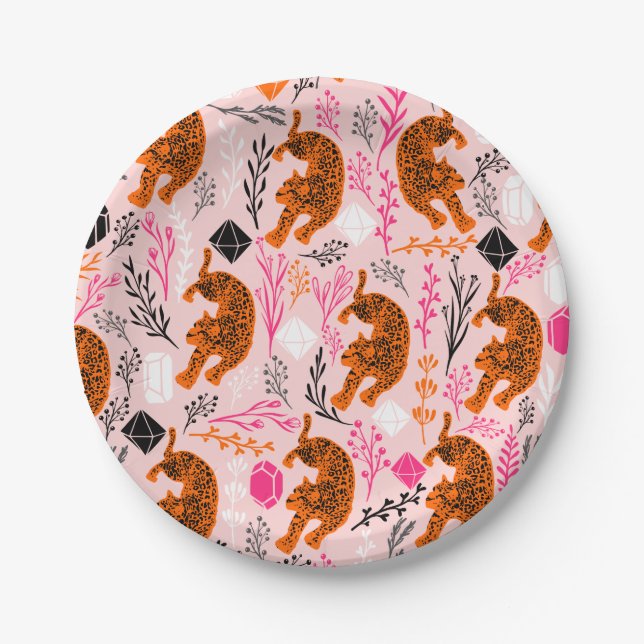 Assiettes En Carton Plaques de papier Leopard (Devant)