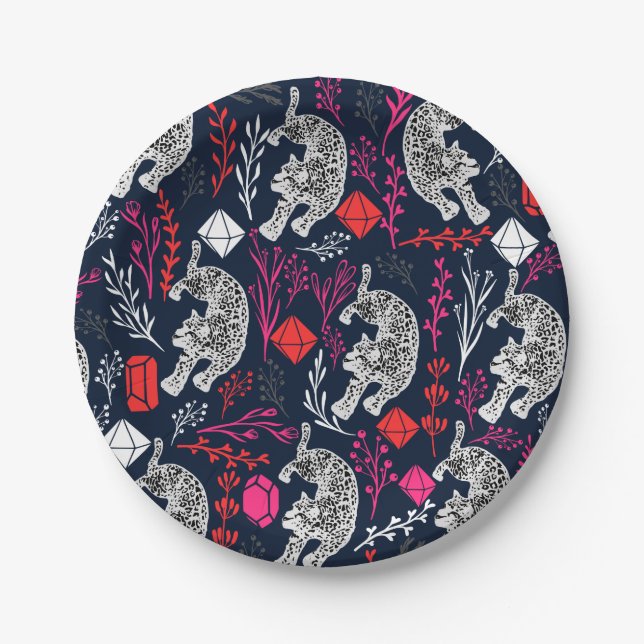 Assiettes En Carton Plaques de papier léopard de neige (Devant)