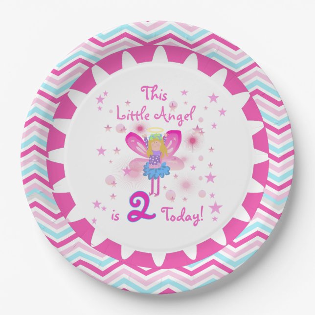Assiettes En Carton Plaques de papier Little Angel 2e anniversaire (Devant)