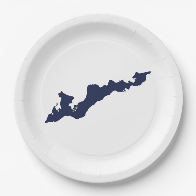 Assiettes En Carton Plaques de papier logo Fishers Island - Marine (Devant)